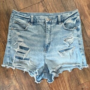 American Eagle Outfitters Ripped Light Blue Jean Shorts